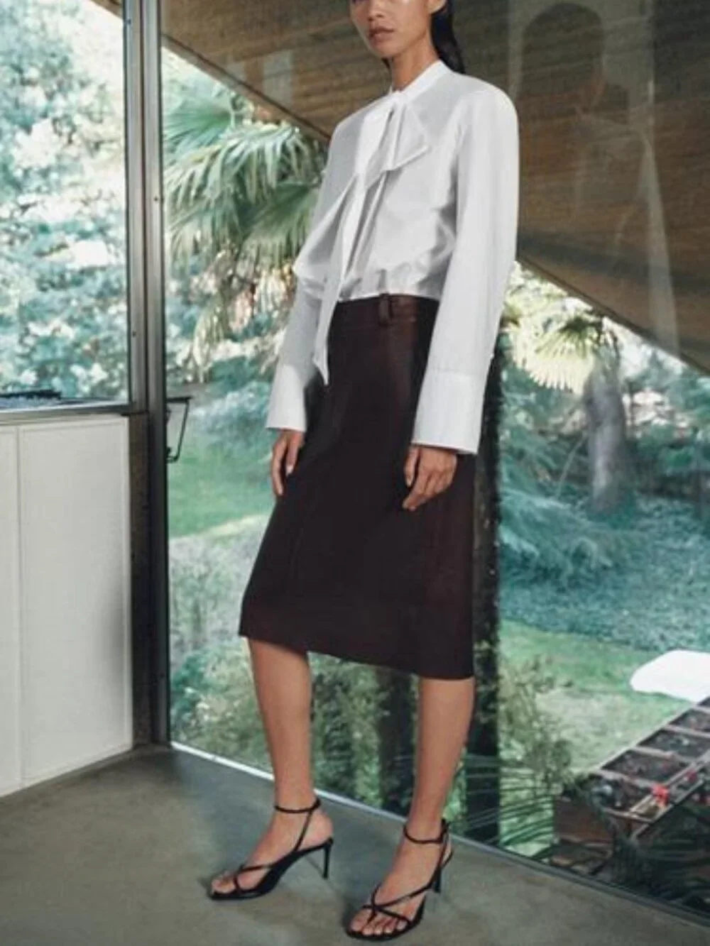 NWT ZARA ZW COLLECTION LIMITED EDITION LEATHER‎ MIDI SKIRT
